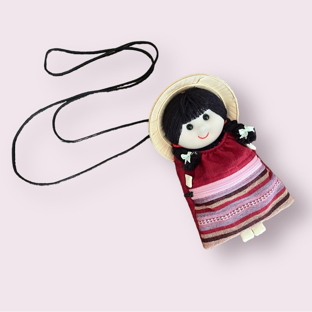 Handcrafted Vietnamese doll mini crossbody bag coin purse